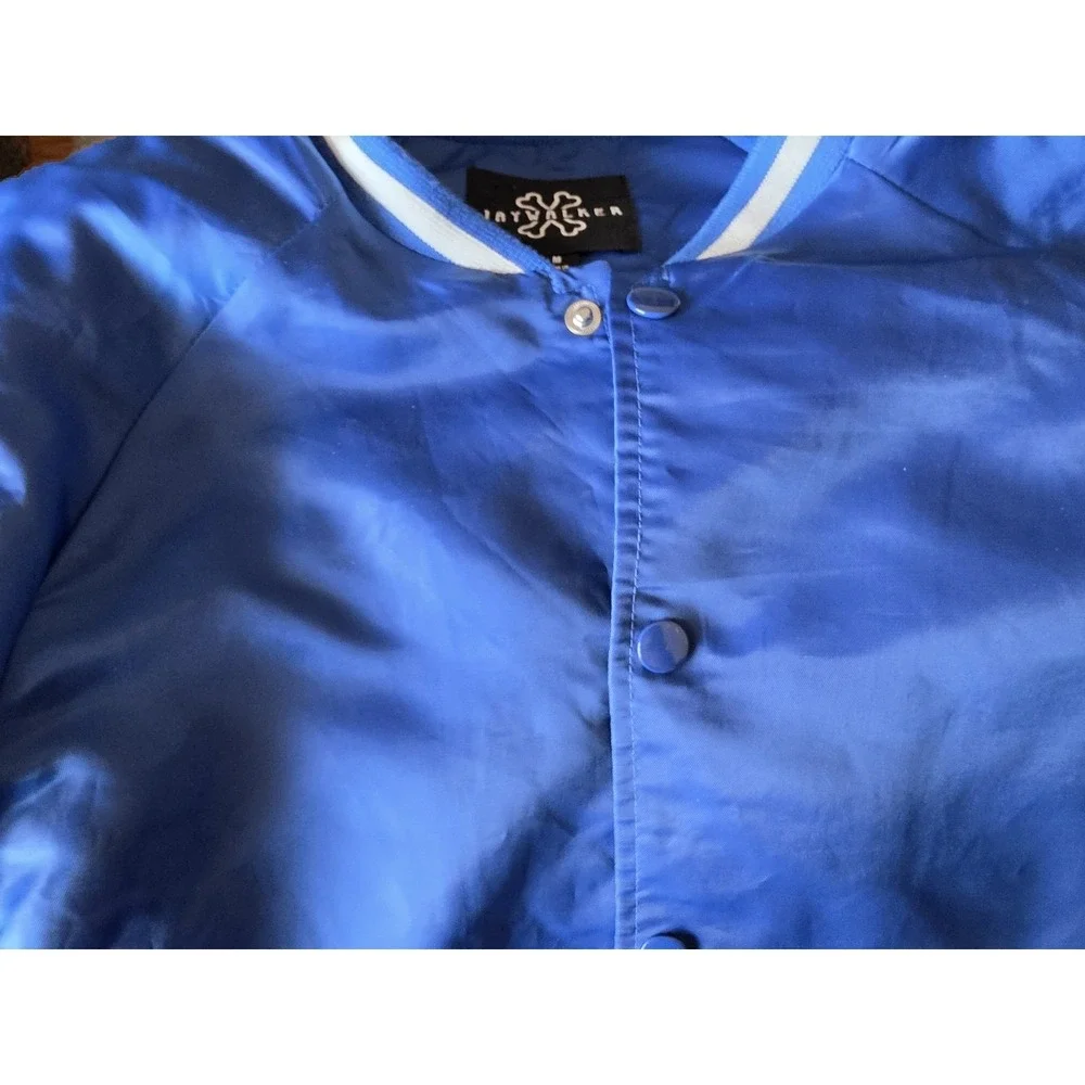 Jaywalker Varsity Jacket Boys M Blue Solid Streetwear Bomber Coat Casual